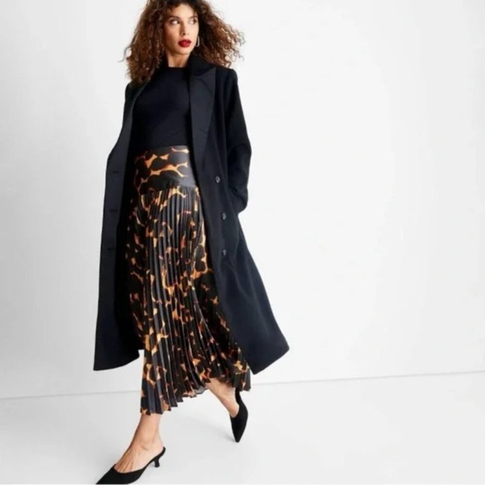 Future Collective Tortoise Drop-Waist Pleated Midi Skirt – Size L